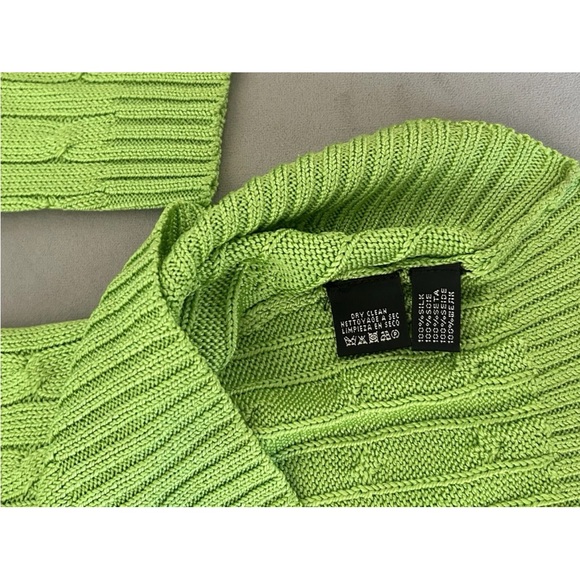 Ralph Lauren Black Label Green 100% Silk Cable Knit Sweater - Picture 6 of 13